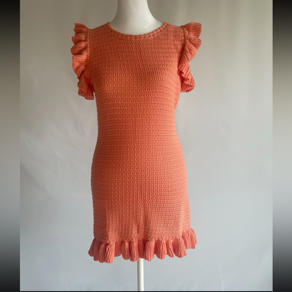 Crochet knit mini dress